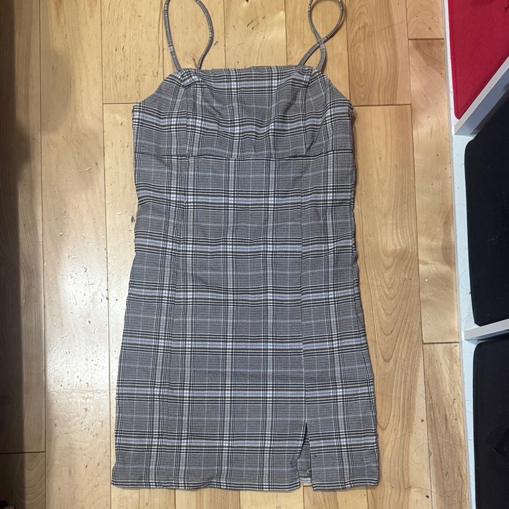 Garage Gray Plaid Mini Dress